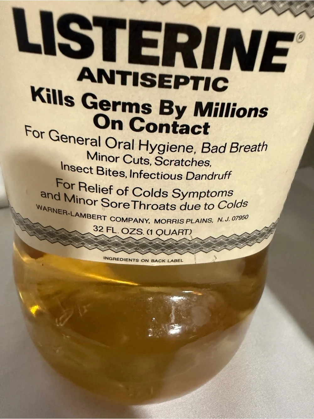 Vintage Listerine Glass Bottle Large 32 oz Paper Label. New Never Opened